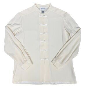 VTG Women's RENA ROWAN Asian-Style Button-Down Cream Shirt-‎ Size 12